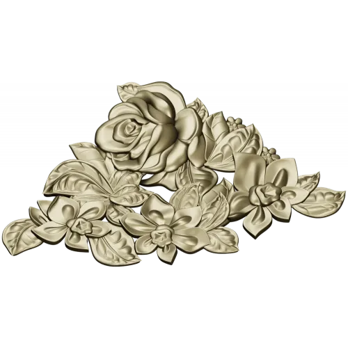 Floral Embrace - Detailed Corner Floral STL Model for CNC
