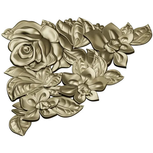 Floral Embrace - Detailed Corner Floral STL Model for CNC
