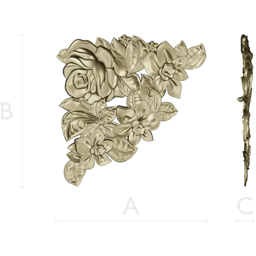 Floral Embrace - Detailed Corner Floral STL Model for CNC