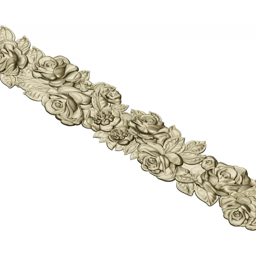 Detailed Floral Garland CNC STL Model for Wood Carving