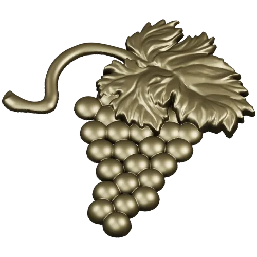 Detailed Grapes and Leaves STL Model for CNC Milling