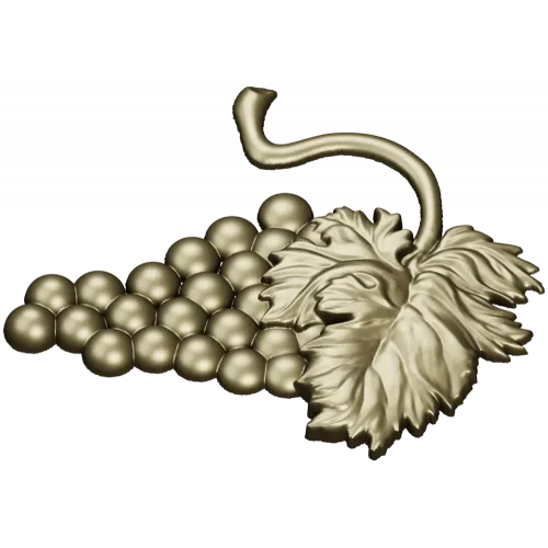 Detailed Grapes and Leaves STL Model for CNC Milling