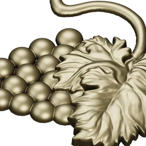 Detailed Grapes and Leaves STL Model for CNC Milling