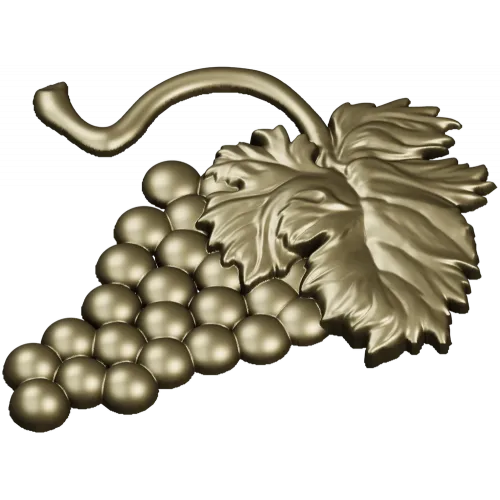 Detailed Grapes and Leaves STL Model for CNC Milling