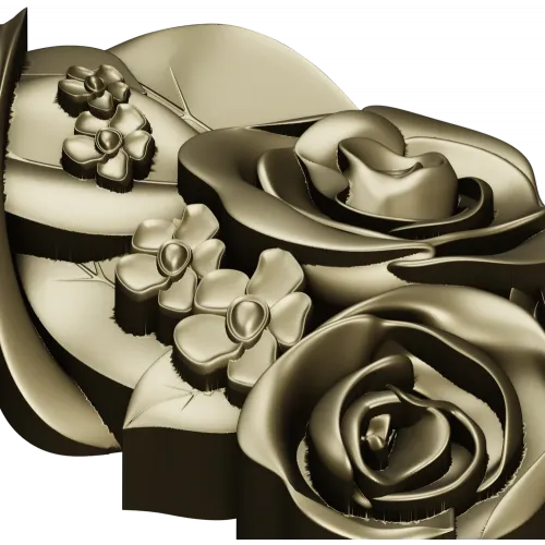 Rose Blossom Cluster STL Model for CNC Milling