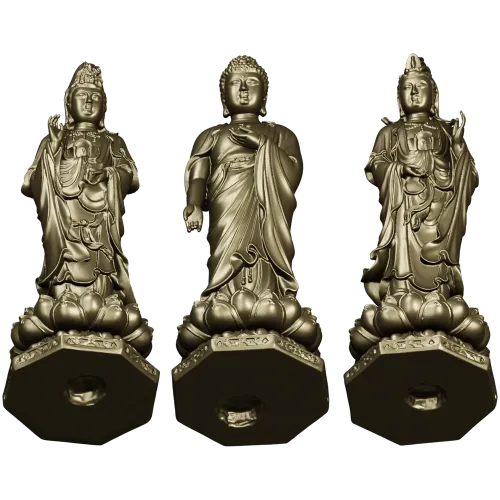 Buddha and Bodhisattva Lotus Statues STL