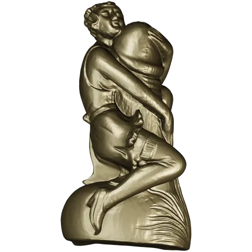 Elegant Female Figure Embracing Pillar - 3D STL Model for CNC Milling