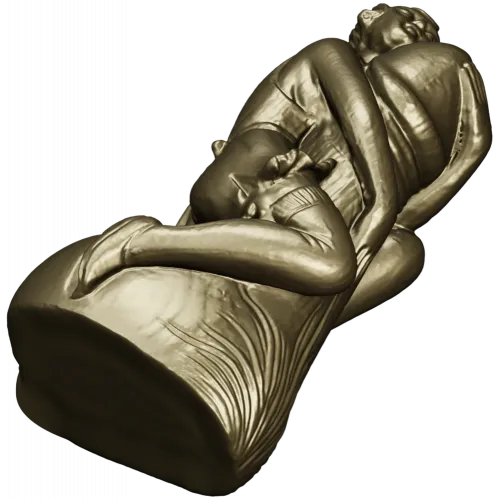 Elegant Female Figure Embracing Pillar - 3D STL Model for CNC Milling