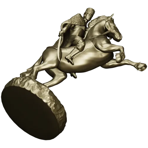 Dynamic Equestrian Warrior 3D Model for CNC