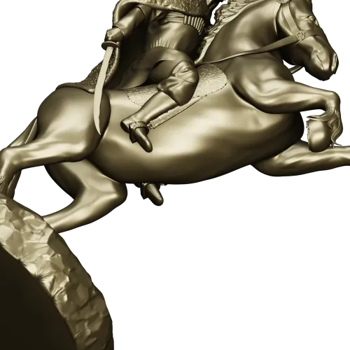 Dynamic Equestrian Warrior 3D Model for CNC