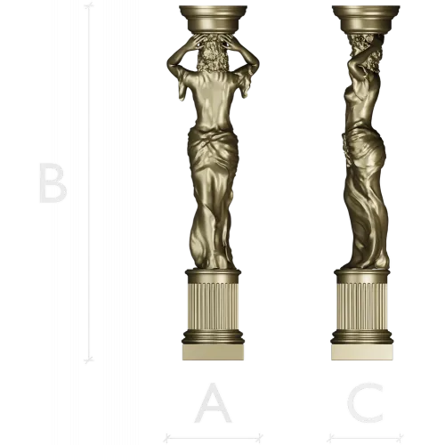 Female Caryatid Column 3D Model for CNC Milling STL