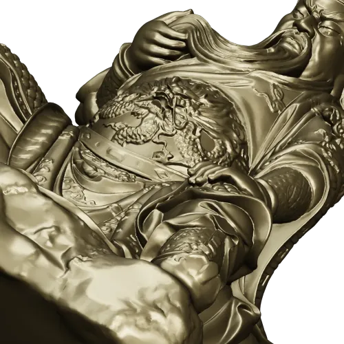 3D STL Model of Seated Ancient Warrior Figurine for CNC Milling