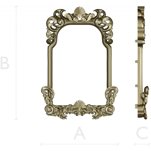 Rococo shell frame - detailed STL 3D model for CNC milling