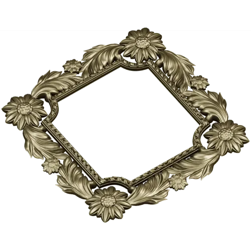 Floral Acanthus Square Frame STL 3D Model for CNC