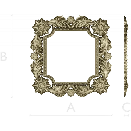 Floral Acanthus Square Frame STL 3D Model for CNC