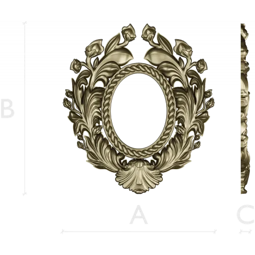 Ornate Acanthus Oval Frame - 3D STL for CNC