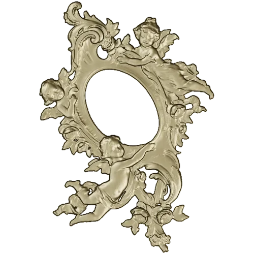 Rococo Cherub Oval Frame STL
