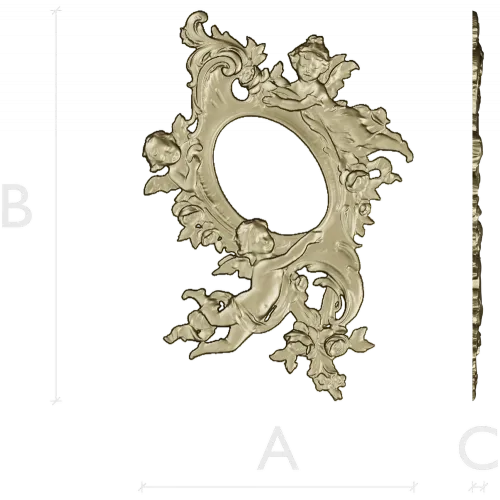 Rococo Cherub Oval Frame STL
