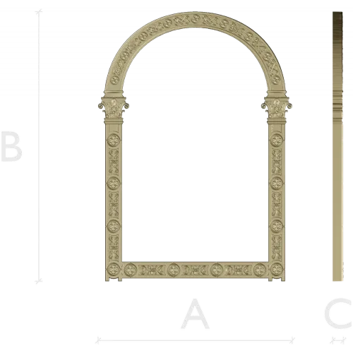 Rosette Arch - ornamental arched frame STL 3D model for CNC