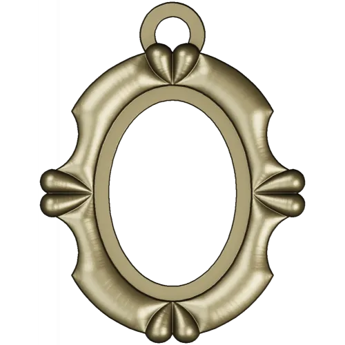 Ornate Oval Pendant Frame - STL 3D model for CNC