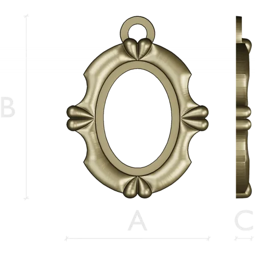 Ornate Oval Pendant Frame - STL 3D model for CNC