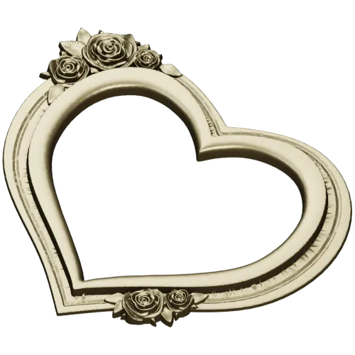 Heart Frame with Rose Clusters - STL 3D Model for CNC