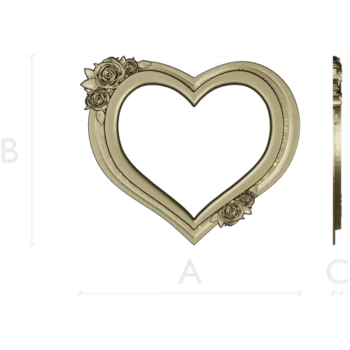 Heart Frame with Rose Clusters - STL 3D Model for CNC