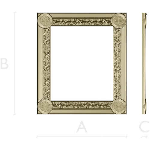 Ornate Rosette Corner Frame - STL 3D Model for CNC