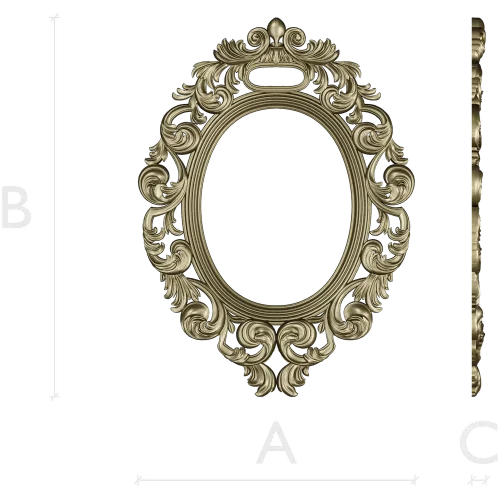 Ornate Rococo Oval Frame STL for CNC Routing