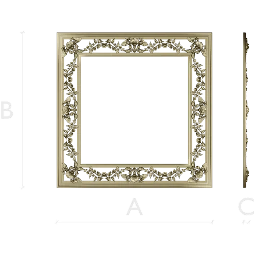 Ornate Floral Square Frame STL