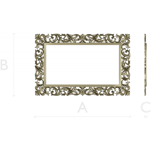 Ornate Rococo Rectangular Frame STL for CNC