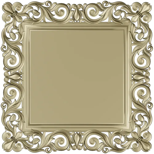 Ornate Baroque Square Frame 3D STL for CNC