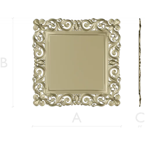 Ornate Baroque Square Frame 3D STL for CNC