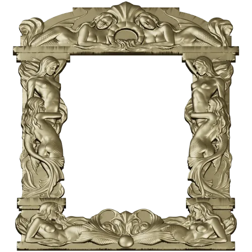Baroque Mermaid Frame STL for CNC