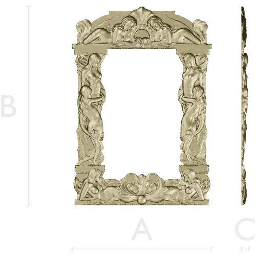 Baroque Mermaid Frame STL for CNC