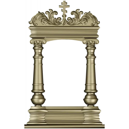 Киотная рамка с крестом и растительным картушем - 3D STL для ЧПУ