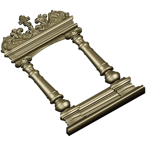 Киотная рамка с крестом и растительным картушем - 3D STL для ЧПУ