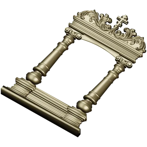 Киотная рамка с крестом и растительным картушем - 3D STL для ЧПУ