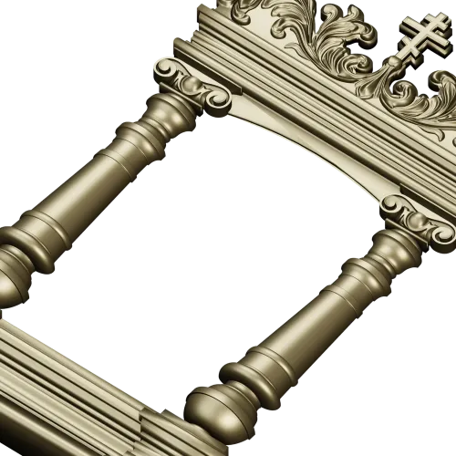 Киотная рамка с крестом и растительным картушем - 3D STL для ЧПУ
