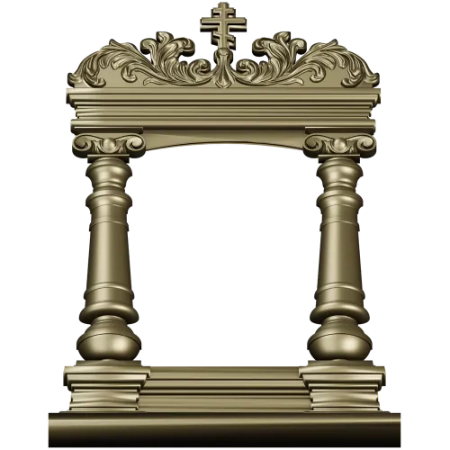 Киотная рамка с крестом и растительным картушем - 3D STL для ЧПУ