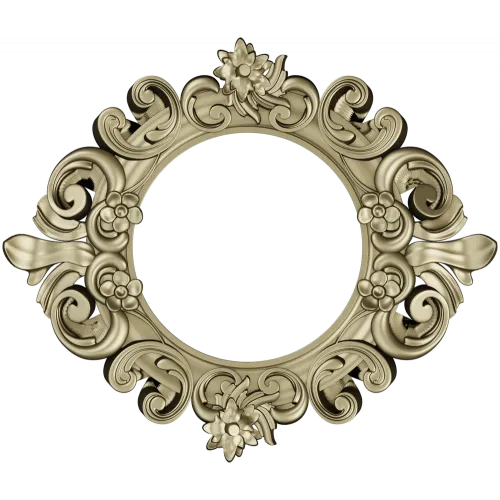 Baroque Floral Round Frame - STL 3D Model for CNC Routers