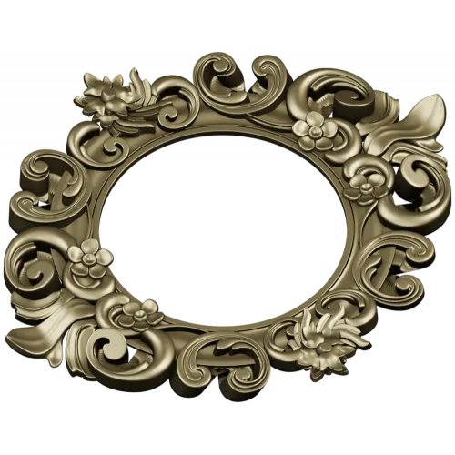 Baroque Floral Round Frame - STL 3D Model for CNC Routers