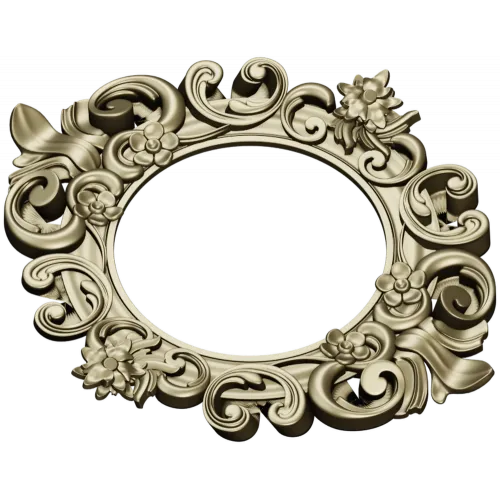 Baroque Floral Round Frame - STL 3D Model for CNC Routers