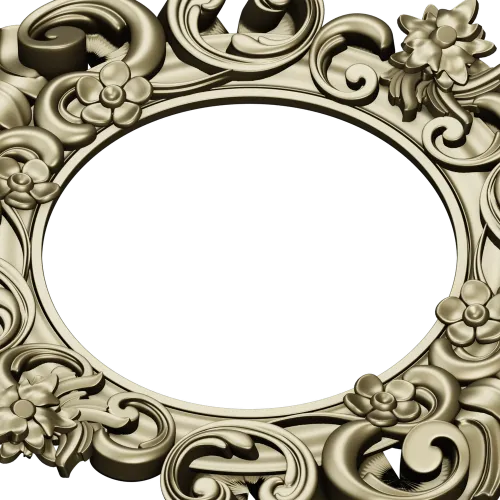Baroque Floral Round Frame - STL 3D Model for CNC Routers