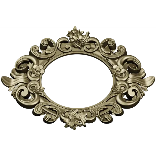 Baroque Floral Round Frame - STL 3D Model for CNC Routers