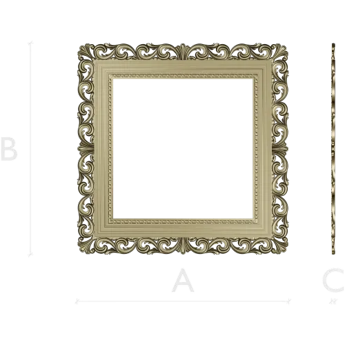 Baroque Square Frame STL - ornate 3D model for CNC carving