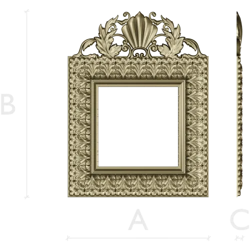 Shell Crest Acanthus Frame - STL 3D Model for CNC