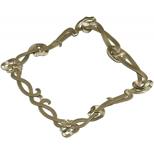 Floral Ribbon Square Frame - STL 3D Model for CNC Milling