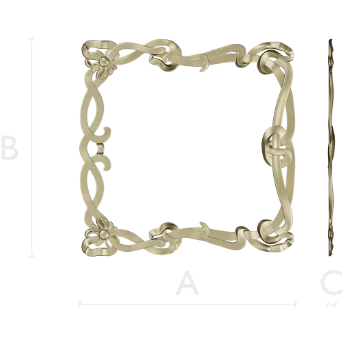 Floral Ribbon Square Frame - STL 3D Model for CNC Milling