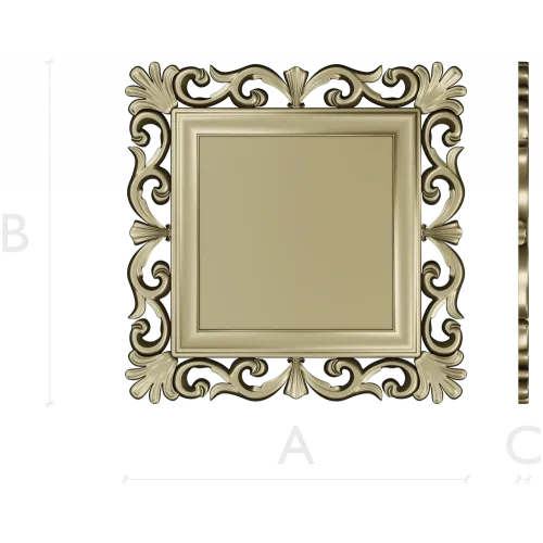 Baroque Square Frame STL - ornate CNC-ready 3D model